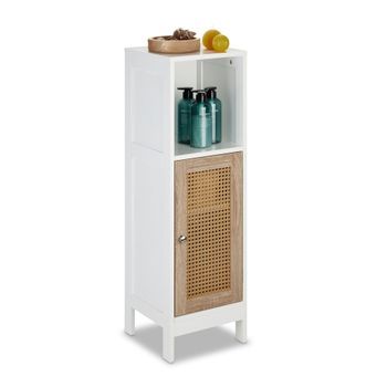 Mueble De Baño Con Puerta De Ratán Blanco