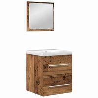juego de muebles de bano  armario de bano con cajon 2 piezas madera envejecida