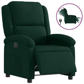 Sillón Reclinable Eléctrico De Terciopelo Verde Oscuro Vidaxl