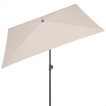 Parasol de Jardín Rectangular Reclinable con Mástil Ajustable y Protección UV30, 200x125 Cm, Crema