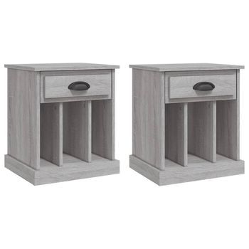 Pack 2 Uds Mesitas De Noche | Mesa Auxiliar | Mesilla Gris Sonoma 43x36x50 Cm