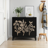 aparador buffet con 2 puertas - mueble de almacenamiento - mdf - negro 80x38x76cm