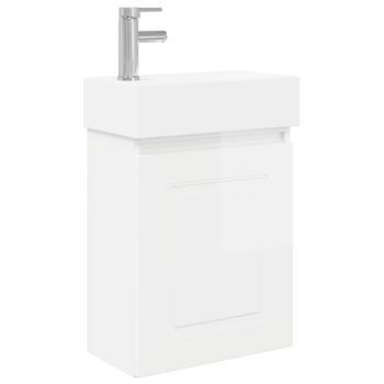 Módulo De Baño Con Grifería Blanco Brillante Vidaxl