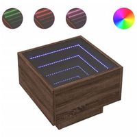 mesa auxiliar con led madera ingenieria marron roble 40x40x30cm vidaxl