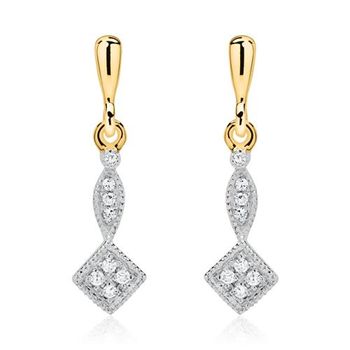 14 quilates pendientes de oro con diamantes