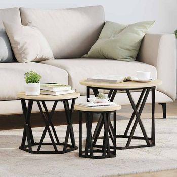 Vidaxl Mesa Lateral Nido 3 Uds. Roble Sonoma 53 X 53 X 40 Cm