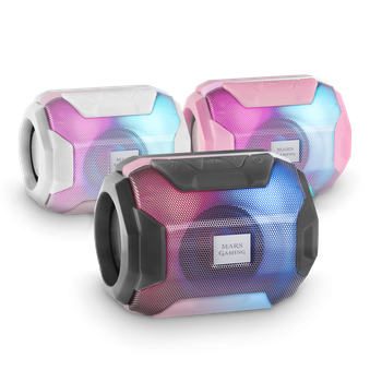 Mars Gaming MSBAX, Altavoz Bluetooth Compacto RGB, 10W, USB/MicroSD/Radio, Altavoz RGB Negro, Rosa o Blanco