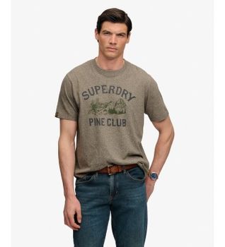 Superdry para hombre. M1012443A Camiseta Wild Frontier verde (M), Casual, Algodón, Manga corta