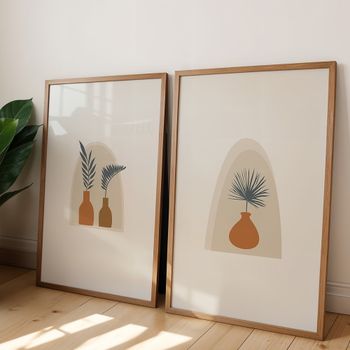 Set de 2 cuadros 050, marco premium chapado en roble, 30x40 cm