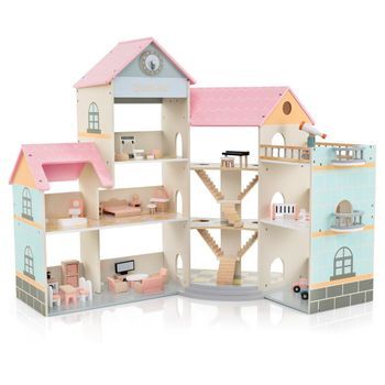 Casa De Muñecas Esquinera De Madera Con Techo Rosa Y 41 Muebles Y Accesorios Casa De Muñecas Diy Dream House