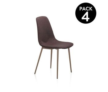 Pack 4 sillas de comedor en marrón 43x42 cm cai piel marrón 43 x 87 x cm
