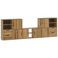 vidaxl muebles de tv 5 uds con almacenaje odda madera maciza pino