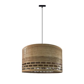 Lámpara de techo en madera oscura y tela natural