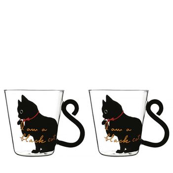 Tazas de 300ml con decoración de gato - lote de 2