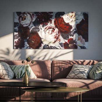 Cuadro sobre lienzo multicolor con flores 120x3,7x60 cm