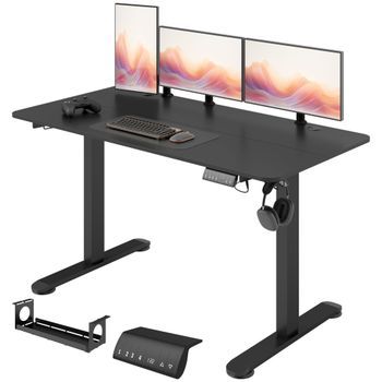 Escritorio Elevable Eléctrico De Acero, 140 X 70 X 72-116 Cm – Negro