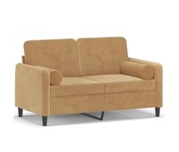 sofa de 2 plazas - sofa de salon - sofa moderno con cojines terciopelo marron 120 cm