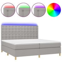 estructura de cama led con cabecero con somier y cubrecolchon 200x200 cm tela gris claro tdl0207788