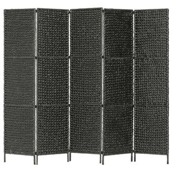 Biombo Divisor 5 Paneles Jacinto De Agua Negro 193x160 Cm Vidaxl