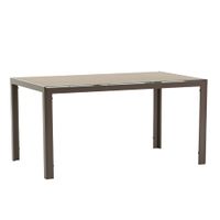 mesa rectangular 150x90 cm de aluminio y tapa de vidrio granito