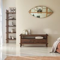 mueble para tv de madera de mango macizo con 2 cajones de 120 cm