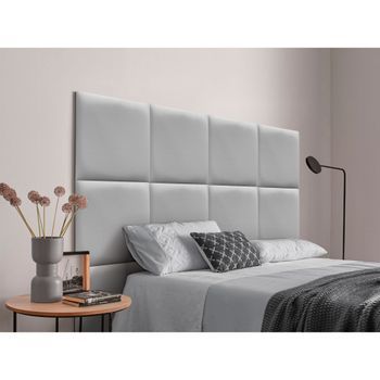Dhome Cabecero Tapizado Para Camas De 160 De Polipiel Premium Compuesto De Paneles Autoadhesivos Intercambiables Lujo Dormitorio Acolchado (gris Claro