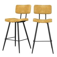 set de 2 taburetes para isla de cocina de sintetico amarillo 66 cm