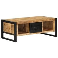 mesa de cafe - mesa de centro de madera maciza de mango rugosa 90x50x36 cm