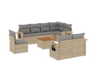 vidaxl set de sofas de jardin 9 pzas con cojines ratan sintetico beige