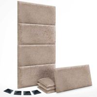 dhome juego de 8 paneles tapizados de lana ecologica pack autoadhesivos para pared acusticos absorbentes proteccion marron claro 60x50cm x8