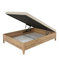 canape cope de madera con apertura por bombines de gas y tapa reforzada anti curva en color roble amazonas 90x190 cm