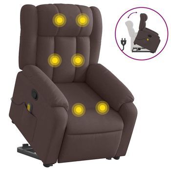 Silla De Masaje | Sillón De Relax | Silla De Relax Reclinable De Pie De Tela Marrón Oscuro