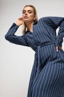 yours vestido camisero azul de raya diplomatica mujer curvy y tallas grandes yours