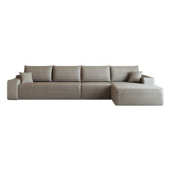 Sofá Esquinero Modular, Sofá En L Con Chaise Longue, Sin Montaje, Tejido De Pana, Color Camel