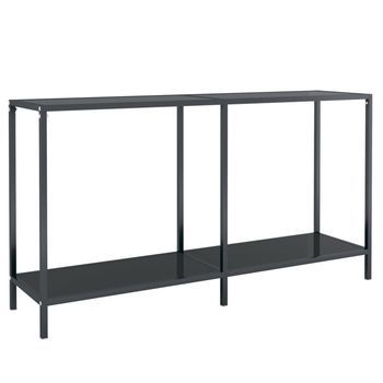 Mesa De Consola Vidrio Templado Negro 140x35x75,5 Cm Vidaxl