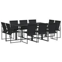 juego de comedor de jardin 11 piezas textileno negro