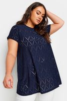 yours curve navy blue broderie anglaise swing tshirt mujer curvy y tallas grandes yours