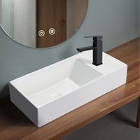 lavabo de sobreponer ceramica rectangular 40x22x10cm blanco brillo zmh