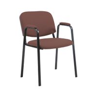 silla con patas de metal y asiento en tela marron