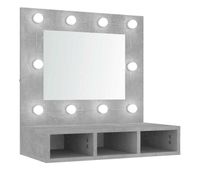 vidaxl mueble con espejo y luces led gris hormigon 60x315x62 cm