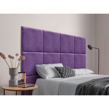 Dhome Cabecero Tapizado Para Camas De 190cm Compuesto De Paneles Autoadhesivos Intercambiables De Tela Acualine Cama Lujo Dormitorio Acolchado (lila,
