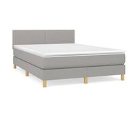 cama box spring con colchon tela gris claro 140x190 cm diseno plano
