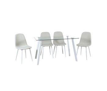 Conjunto de salón amina 1 mesa y 4 sillas beige
