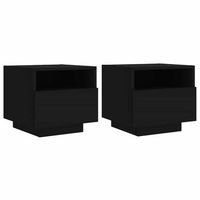 juego de 2 mesitas de noche - mesillas con luces led negro 40x39x37 cm mc6206