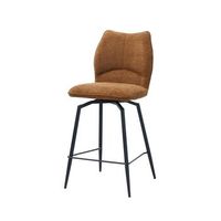 silla de mostrador giratoria croft  tela marron oxido  patas de metal negro  altura 103 cm  estilo disenoindustrial