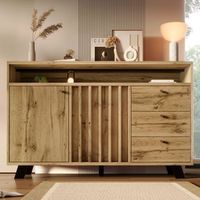aparador - mueble para salon - mdf y tablero de particulas - roble oscuro 120x40x85cm