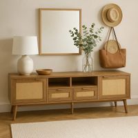 consola de madera con entramado de madera elegancia natural y encanto