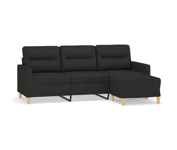 Sofá de 3 plazas - sofá de salón con taburete de tela negro 180 cm
