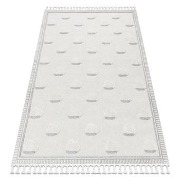 Alfombra Yoyo Gd62 Blanco / Gris - Nubes Para Niños, Estructural, Sen 80x150 Cm