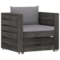 muebles de jardin 2 uds  mesa y sillas con cojines madera impregnada gris